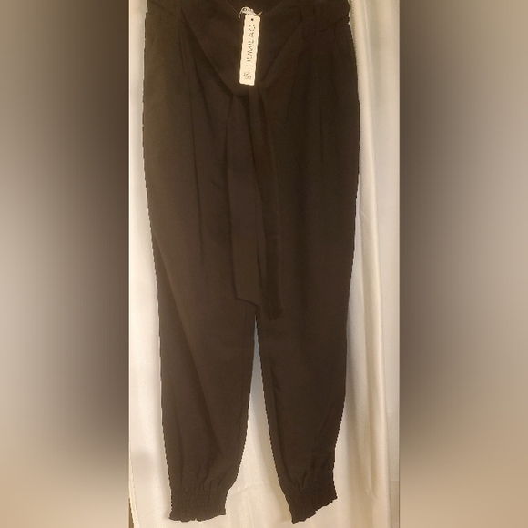 LIUMILAC Women Casual Cropped Pants Solid High Waist Dressy Pants with Pockets - Picture 1 of 4